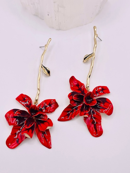Zara Jewelry - Zara Red Floral Drop Earrings